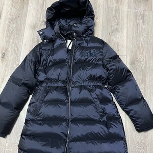 Add girls coat- navy satin